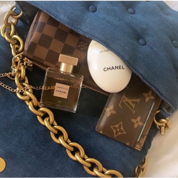 🆕 Dark Denim Handbag w Gold Chain Strap - Picture 12 of 12